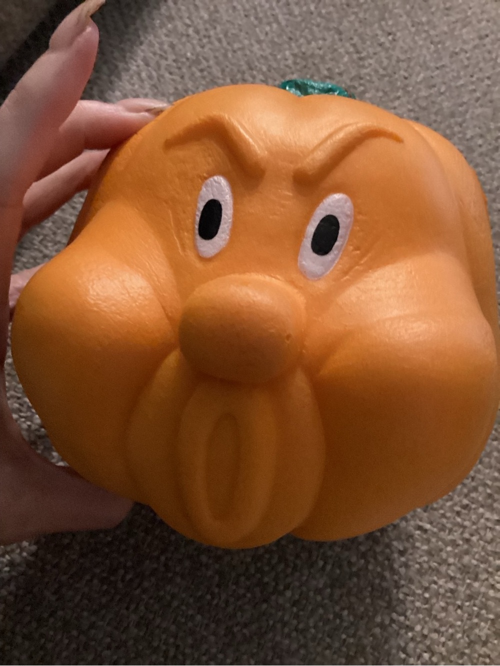 Orange Pumpkin Face Foam Decor Vintage